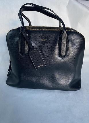 Архівний вінтаж: шкіряна сумка-тоут dkny double zip (100% оригінал)