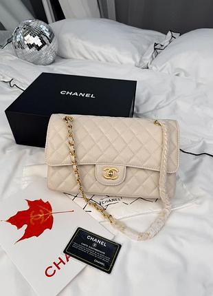 Chanel classic flap 25 cream caviar gold hardware 25 см