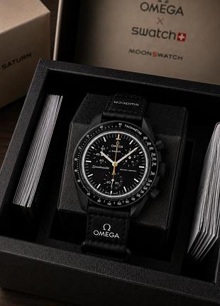 Наручные мужские часы omega x swatch mission to saturn black