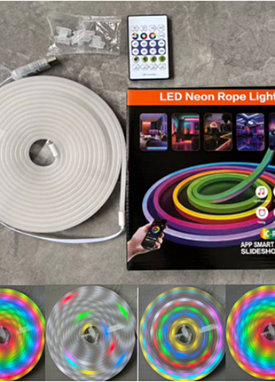 Лента светодиодная неоновая luminaria neon rgb 150leds/5m usb 5v с контроллером, пульт, (5м)