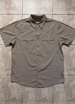 Рубашка retro vintage oakley icon shirt mens l beige short sleeve y2k tactical button up