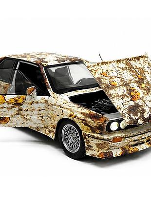 Модель автомобиля bmw m3 e30 1:24 металлическая іржавеющий тюнинг со светом и звуком инерционная открывается дверь