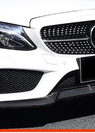 Накладка на передний бампер dpt v1 (2014-2018, только для amg-line, черный глянец) для mercedes c-class w205