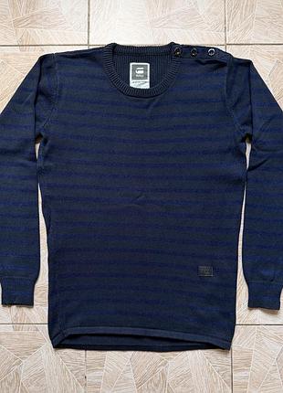 Свитер rare y2k g-star raw meowno r knit sweater m striped crew neck button shoulder