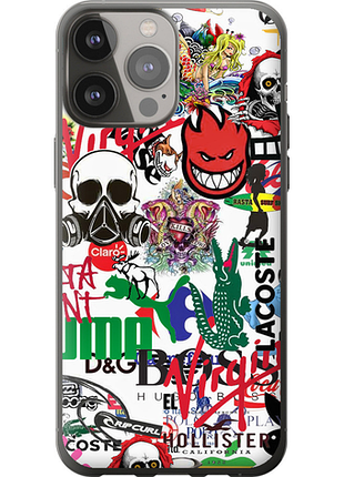 Чехол на iphone 13 pro max many different logos из силикона fch_0000462