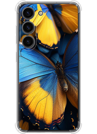 Чехол на samsung galaxy s23 желто-голубые бабочки из силикона fch_0175622