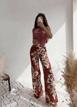 Широкі лляні брюки zara