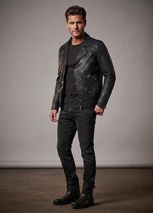 Чоловіча шкіряна куртка-косуха (biker jacket) преміум-сегмен