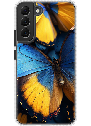 Чехол на samsung galaxy s22 plus желто-голубые бабочки bumper fch_0175611