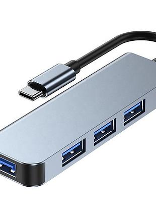 Usb 3.1 type-c хаб-распределитель на 4 порта usb 3.0/2.0, металл, поддержка bc1.2
