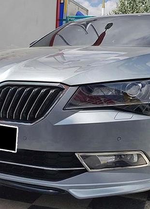 Передня lip накладка dpt v-1 (2015-2020, чорний глянець) для skoda superb рр