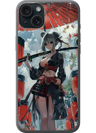 Чехол на iphone 15 plus гейша-воин из силикона fch_0175297