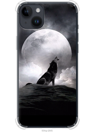 Чехол на iphone 14 plus воющий волк из силикона fch_0158545