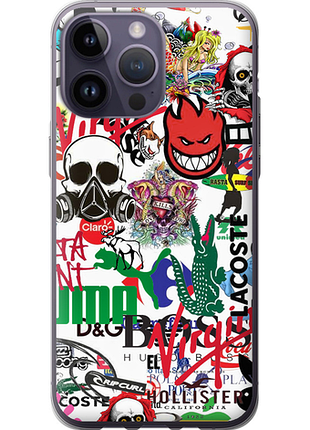 Чехол на iphone 14 pro max many different logos из силикона fch_0000466