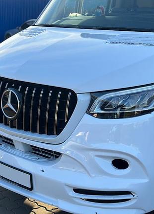 Передняя решетка panamericana gt хром premium v1 с рамкой для mercedes sprinter w907/w910 2018- гг