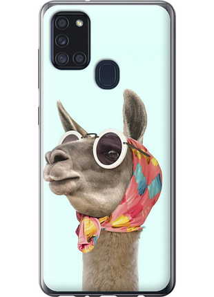 Чехол на samsung galaxy a21s a217f модная лама из силикона fch_0076998