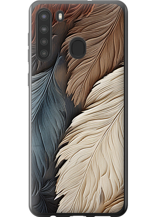 Чехол на samsung galaxy a21 листья в стиле бохо из силикона fch_0003940