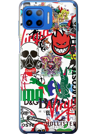 Чехол на motorola moto g plus many different logos из силикона fch_0175715