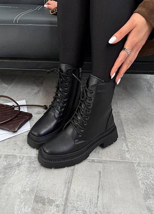 Стильні чорні шкіряні черевики (демі / зима) 🖤🥾