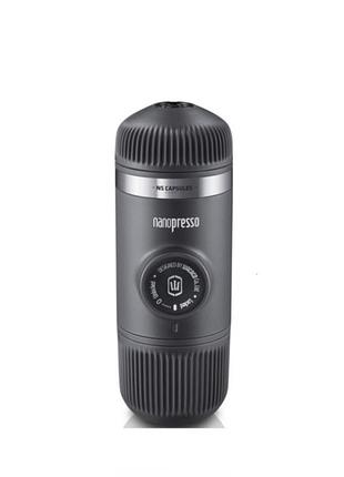 Портативна еспресо-кавоварка wacaco nanopresso сіра, механічна, для меленої кави