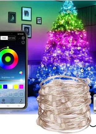 Світлодіодна гірлянда з bluetooth і пультом rgb 10 м