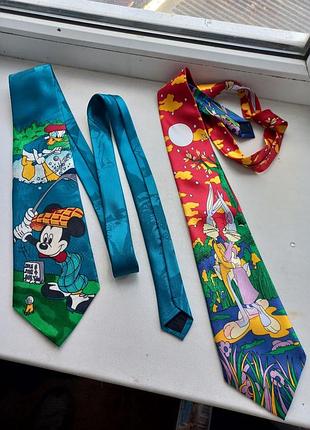 Винтажные коллекционные галстуки 90x disney микки маус и looney tunes багз бани
