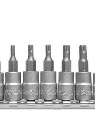 Головки торцевые с насадками yato: "torx" ts10-ts40, квадрат 1/4", l=35 мм. набор 7 шт. [12/48], yt0461