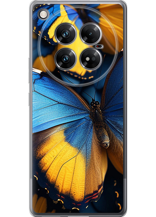 Чехол на infinix zero 40 5g желто-голубые бабочки из силикона fch_0175618