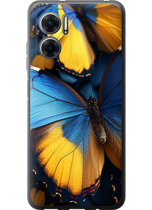 Чехол на xiaomi redmi 10 5g желто-голубые бабочки из силикона fch_0175628