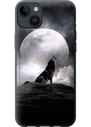 Чехол на iphone 14 plus воющий волк из силикона fch_0017066