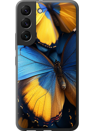 Чехол на samsung galaxy s22 желто-голубые бабочки из силикона fch_0139078