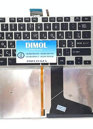 Оригінальна клавіатура для ноутбука toshiba satellite l50, l55, s50, l70-a series, rus, black, срібляста рамка, підсвічування