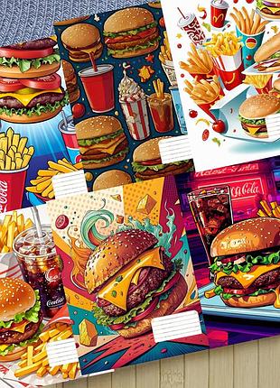 Набор тетрадей бургер burgers на скобе 18 листов линия (33985)