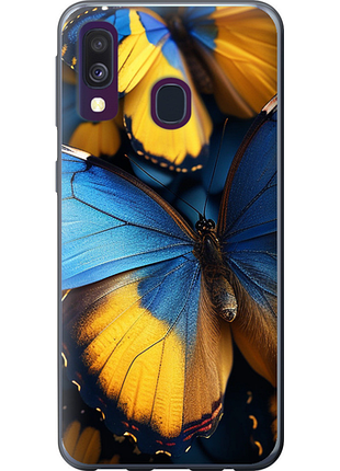 Чехол на samsung galaxy a40 2019 a405f желто-голубые бабочки из пластика fch_0139116
