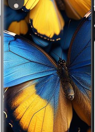 Чехол на iphone xr желто-голубые бабочки из силикона fch_0175606