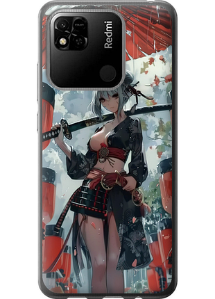 Чехол на xiaomi redmi 9c гейша-воин из силикона fch_0175301