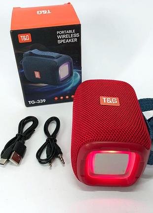 Портативна bluetooth колонка tg339 5w з rgb підсвічуванням, гучна блютуз колонка. колір: червоний