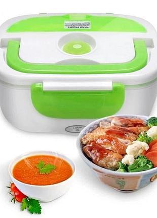 Ланчбокс з підігрівом їжі 220v, electric lunch box, ланч-бокс зелений