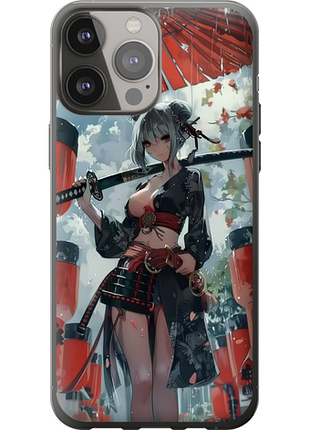 Чехол на iphone 13 pro max гейша-воин из силикона fch_0175238