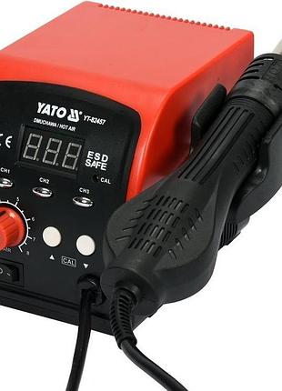 Фен-станція мережева yato: 750 вт, t ° = 100 - 500 ° с, пов. потік-120 л/хв, lcd табло, 4 форсунки [8], yt82457