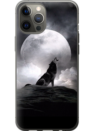 Чехол на iphone 12 pro max воющий волк из пластика fch_0158527