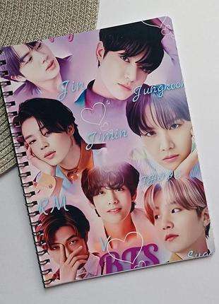 Тетрадь бтс bts на пружине 48 листов линия (33059)