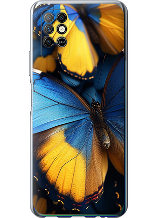Чехол на infinix note 8 желто-голубые бабочки из силикона fch_0175516