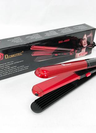 Плойка гофре 2 в 1 domotec ms-4909, чорно-червоний, стайлер для завивки, стайлер для укладання