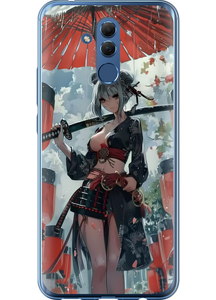 Чехол на huawei mate 20 lite гейша-воин из силикона fch_0175264