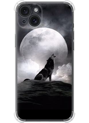 Чехол на iphone 15 plus воющий волк из силикона fch_0158610