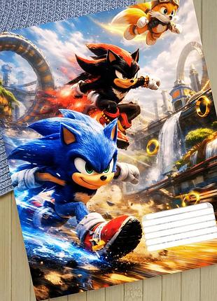 Тетрадь соник sonic на скобе 12 листов косая линия (36020)