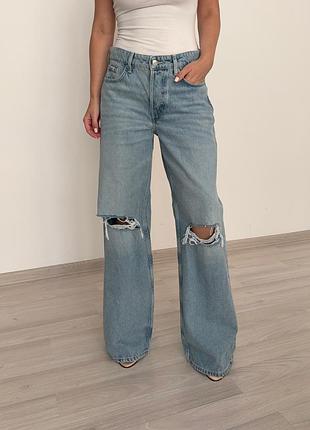 Джинсы wide leg с разрезами h&amp;m