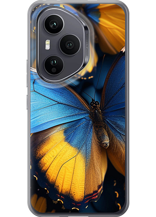 Чехол на huawei honor 400 pro 5g желто-голубые бабочки из силикона fch_0175616
