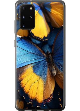 Чехол на samsung galaxy s20 plus желто-голубые бабочки из пластика fch_0139106